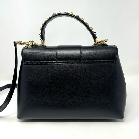 Dolce & Gabbana Lucia Black Leather Satchel – Studded Handle, Crossbody - Picture 4 of 15